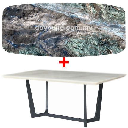 NILSINA II (180x100cm - Lasered Natural Stone, Green) Dining Table