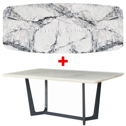 NILSINA II (210x110cm - Lasered Natural Stone, White) Dining Table