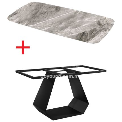 GERALT (160cm Ceramic - Light Grey) Dining Table