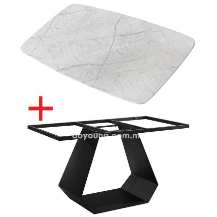 GERALT (160cm Faux Marble - White) Dining Table