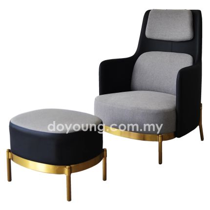 GUNHILD II (79cm Gold) Lounge Chair With Ottoman