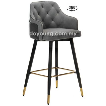 GIANNA (SH76cm Fabric + Faux Leather) 360° Swivel Bar Chair