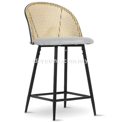 GENIE (SH60cm PP Rattan, Velvet - Light Grey) Counter Chair