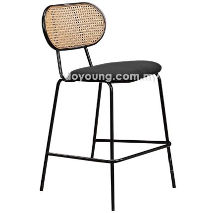 RISKA III (SH65cm PP Rattan, Velvet - Black) Counter Chair