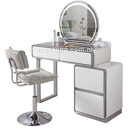 GIMSSE (90-130cm Glass) Dressing Table with LED Mirror and Chair