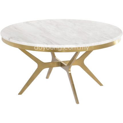 XENA II (Ø80cm Gold) Coffee Table with Faux Marble Top