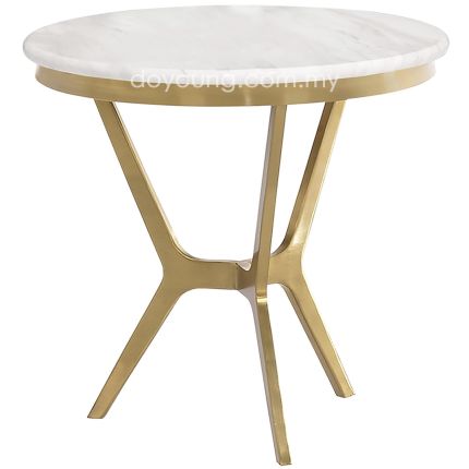XENA II (Ø52cm Gold) Side Table with Faux Marble Top