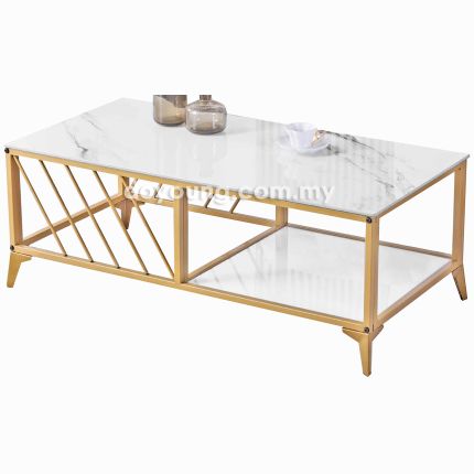 GRISS (120x60cm Ceramic, Gold) Coffee Table