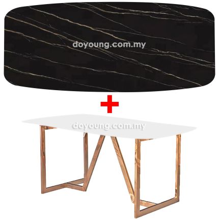 HACHI II (160x90cm Sintered Stone - Black) Rose Gold Dining Table