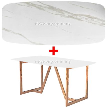 HACHI II (160x90cm Ceramic - White) Rose Gold Dining Table