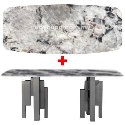 HAMOND (210x110cm - Lasered Natural Stone, Grey) Dining Table