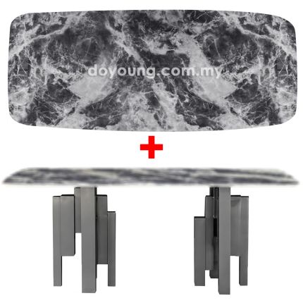 HAMOND (180x100cm - Lasered Natural Stone, Dark Grey) Dining Table