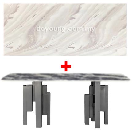 HAMOND (180x100cm - Faux Marble, Light Grey) Dining Table