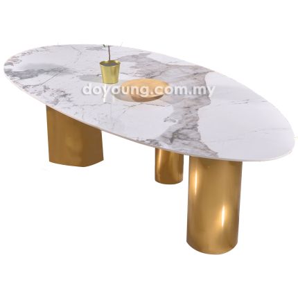 ELSKA (Oval240x120cm Ceramic, Gold) Dining Table (EXPIRING)