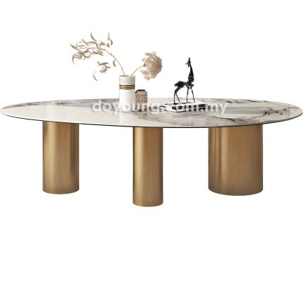 ELSKA (Oval160/180cm Ceramic, Gold) Dining Table 