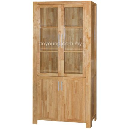 MOLTENI (92cm Oak) Rubberwood Bookcase with Glass Door