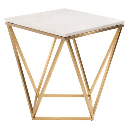 ABRAMO (▢52H55cm) Side Table with Faux Marble Top 