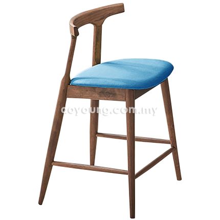 ILLUNA II (SH66cm Walnut, Blue) Counter Chair