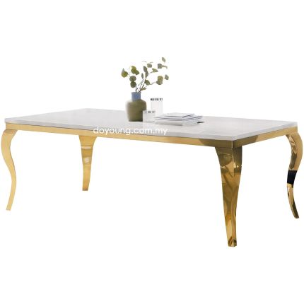 WALDEN IV (210x100cm Gold) Dining Table with Faux Marble Top
