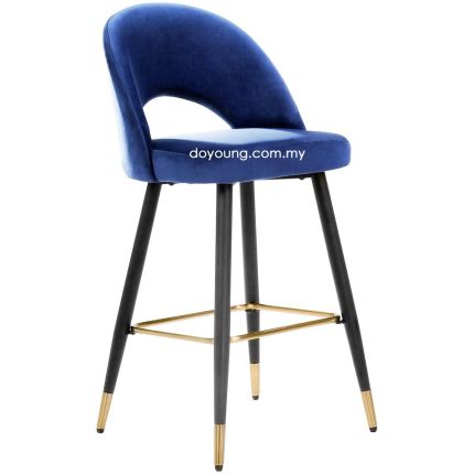 FIONA (SH76cm Gold/Blue) Bar Chair