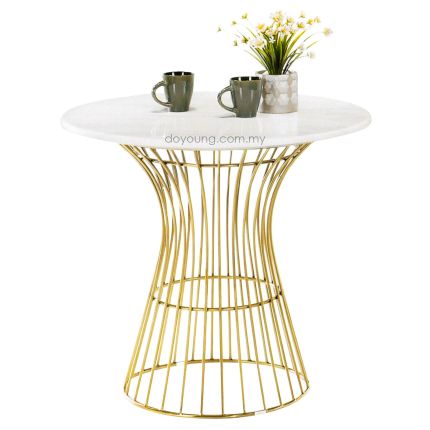 PLATNER (Ø80cm Gold) Tea Table with Faux Marble Top (replica)