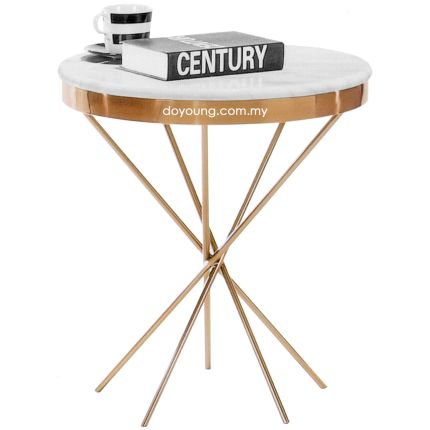 JOCELYN (Ø53H54cm Rose Gold) Side Table with Faux Marble Top