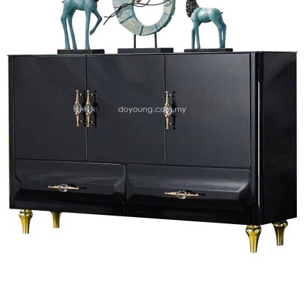 LUDOVIC (140cm Gold) High Gloss Sideboard with Glass Top