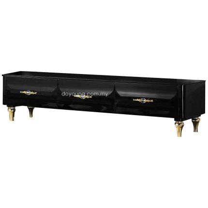 LUDOVIC (180cm Gold) High Gloss TV Console with Glass Top