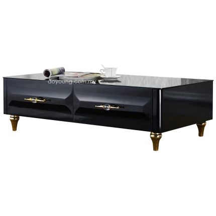 LUDOVIC (130cm Gold) High Gloss Coffee Table with Glass Top