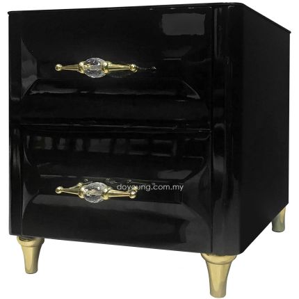 LUDOVIC (55H51cm Gold) High Gloss Nightstand with Glass Top (SA SHOWPIECE x1)