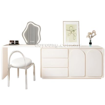 TORAN III (140-210cm Extendable) Dressing Table with LED Mirror and Chair (Lead Time: 4-6 Weeks)