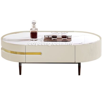 EAVANN III (130x70cm Ceramic, Gold) Oval Coffee Table