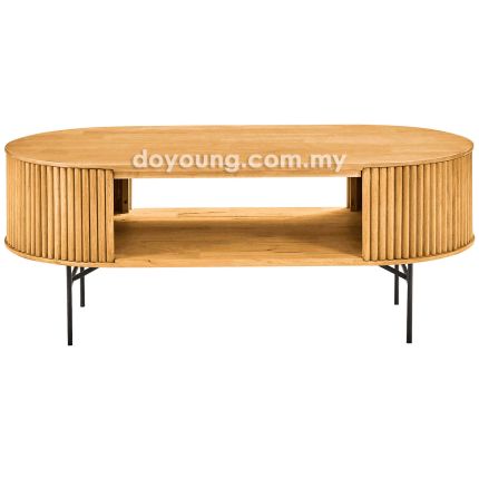 INDIRA+ (Oval120x60cm Rubberwood - Natural Oak) Coffee Table with Open Storage (CUSTOM)