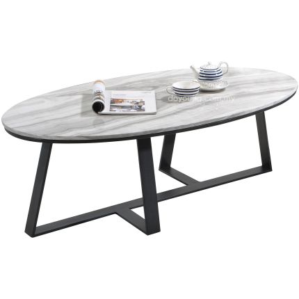 LOVINO (Oval130cm) Coffee Table with Faux Marble Top