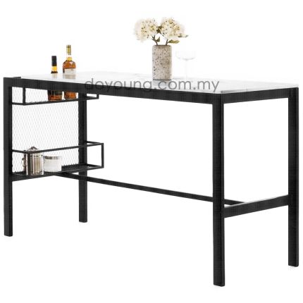 THILLA (150H91cm Faux Marble, Black) Counter Table