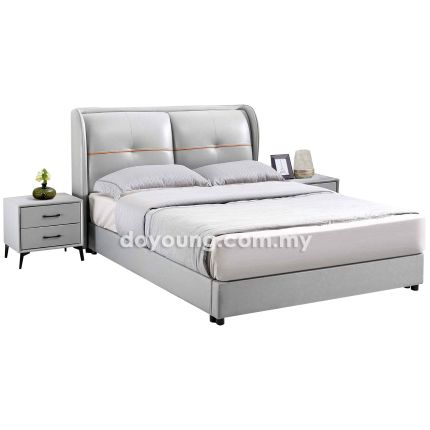 KAILEY Bed Set-of-3: Bed Frame (Queen, Leathaire) + 2x Nightstands