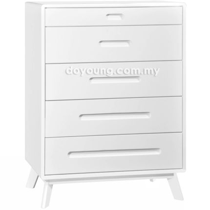 JARMO (81H110cm Rubberwood - White) Chest of Drawers
