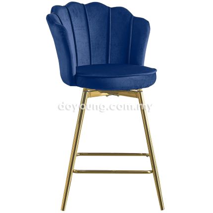 JORIK III (SH63cm Gold, Velvet) 360° Swivel Counter Chair