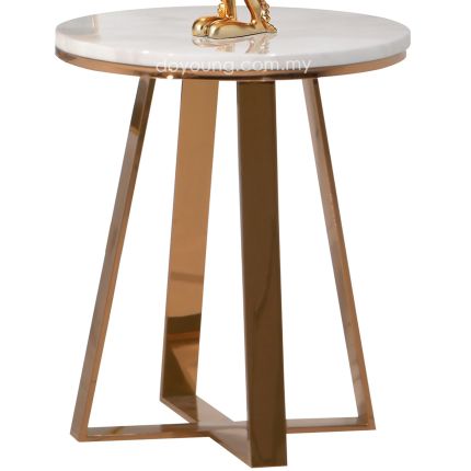 LOVINO (Ø45H55cm Rose Gold) Side Table with Faux Marble Top