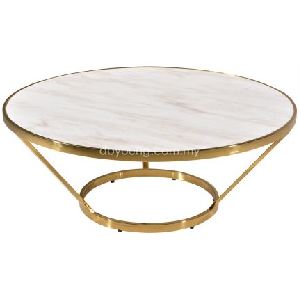 LASZLO (Ø100cm Gold, Faux Marble) Coffee Table