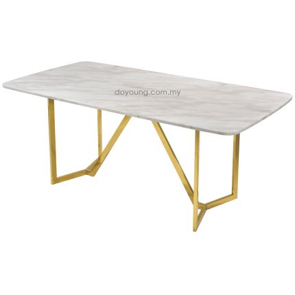 HACHI II (180cm Gold) Dining Table with Faux Marble Top