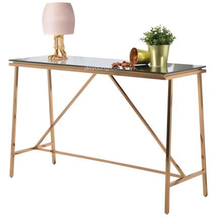 TRINETTE (120x40cm Rose Gold) Console Table with Glass Top