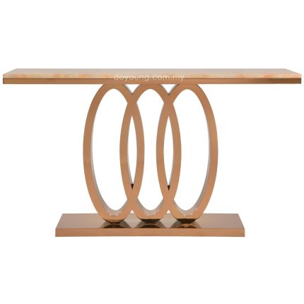 AUDIS (150x40cm Rose Gold) Console Table with Faux Marble Top