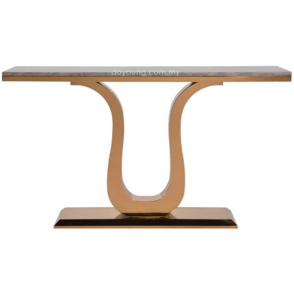 LORENTZ U (150x40cm Rose Gold) Console Table with Faux Marble Top