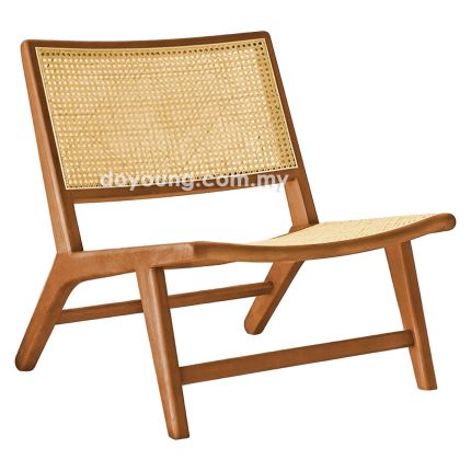 KAHEY (62cm Oak Wood, Rattan) Easy Chair