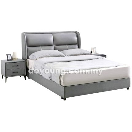 KALONI Bed Set-of-3: Bed Frame (Queen, Leathaire) + 2x Nightstands