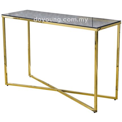 KATJA II (120x40cm Smoke Glass, Gold) Console Table