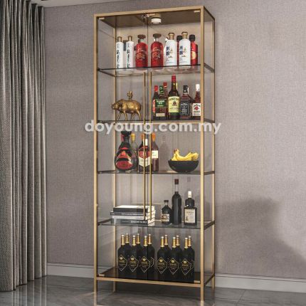 KLOCKA (80H200cm Gold) Display Cabinet with Glass Doors