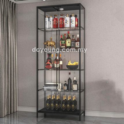 KLOCKA (80H200cm Black) Display Cabinet with Glass Doors