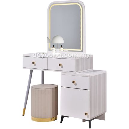 LASYA (100cm) Vanity Set with LED Mirror &amp; Pouf